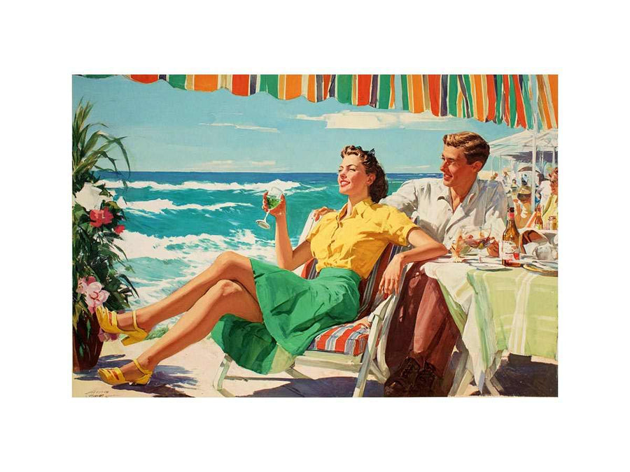 Mid century holiday canvas print for warm retro living room styling