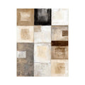 Neutral geometric abstract canvas art with textured blocks for modern office or living room decor.