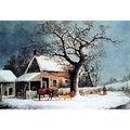 Country Cabin in an American Winter Scene