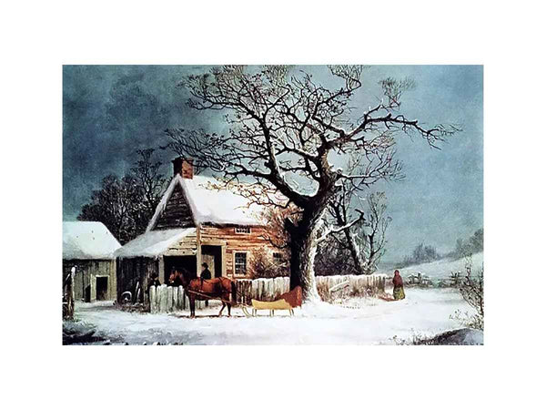Country Cabin in an American Winter Scene