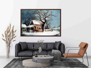 Country Cabin in an American Winter Scene