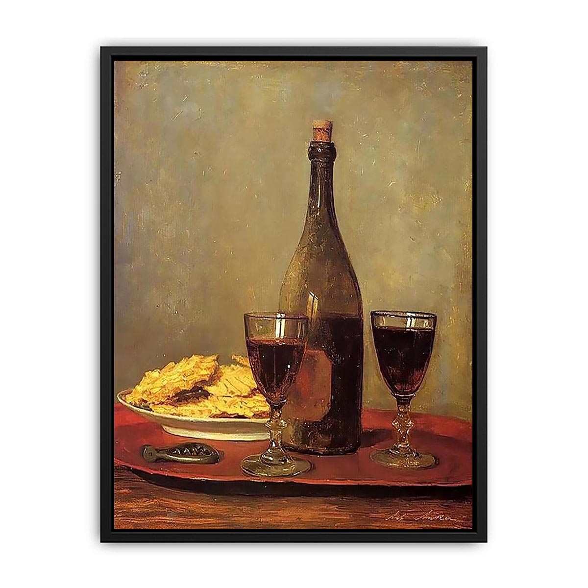 Still Life: Two Glass of Red Wine by Albert Anker Canvas Print