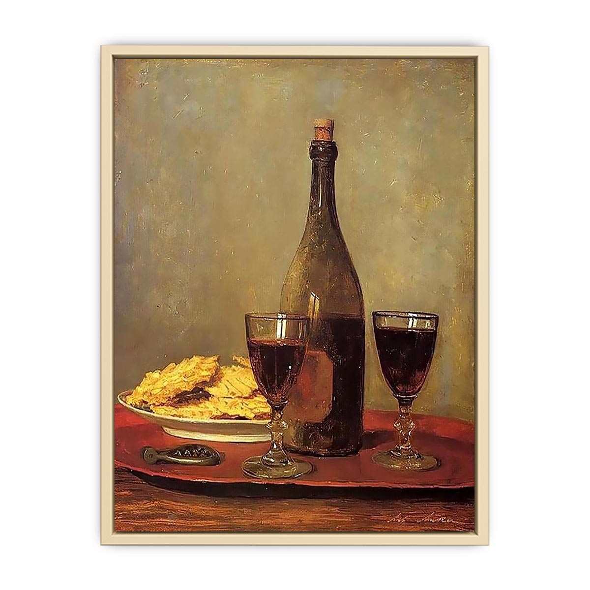 Still Life: Two Glass of Red Wine by Albert Anker  Art Print