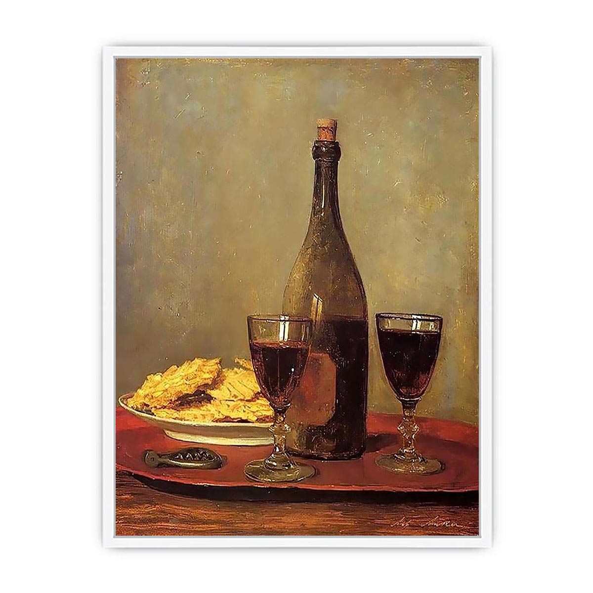 Still Life: Two Glass of Red Wine by Albert Anker Framed Print