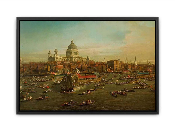 The River Thames with St. Paul's Cathedral on Lord Mayor's Day, detail of St. Paul's Cathedral, c.1747-48 Canvas Print