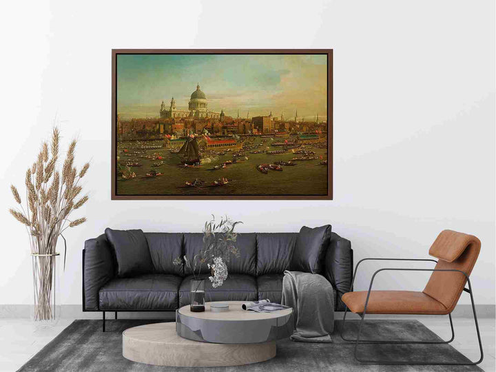 The River Thames with St. Paul's Cathedral on Lord Mayor's Day, detail of St. Paul's Cathedral, c.1747-48 Painting