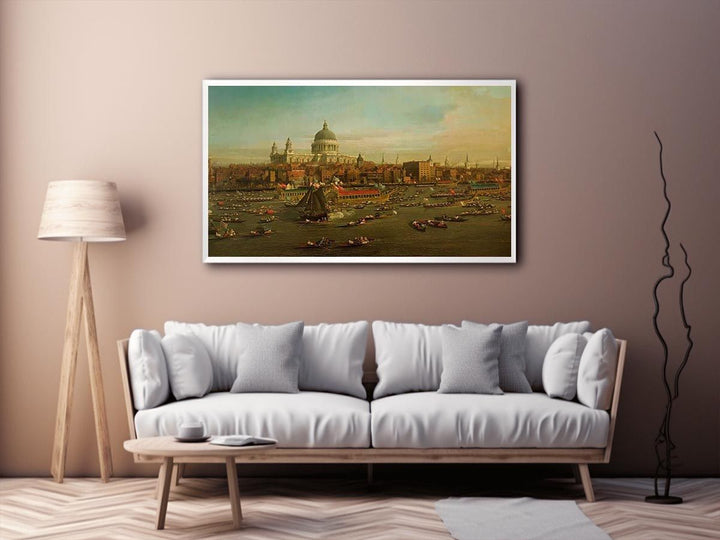 The River Thames with St. Paul's Cathedral on Lord Mayor's Day, detail of St. Paul's Cathedral, c.1747-48  Painting