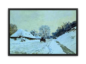 A Cart On The Snow Covered Road With Saint Simeon Farm Canvas Print