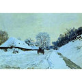 A Cart On The Snow Covered Road With Saint Simeon Farm by Claude Monet