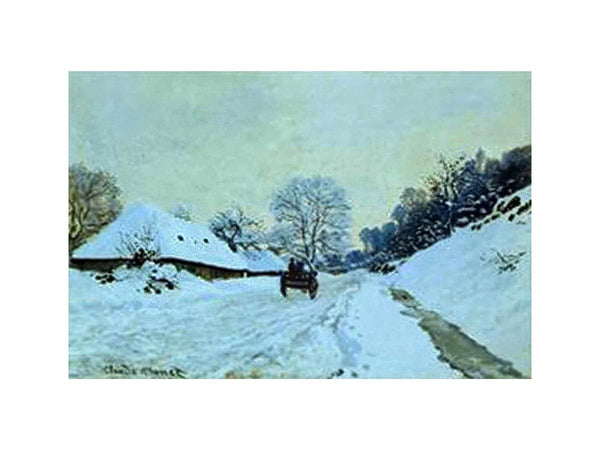 A Cart On The Snow Covered Road With Saint Simeon Farm
