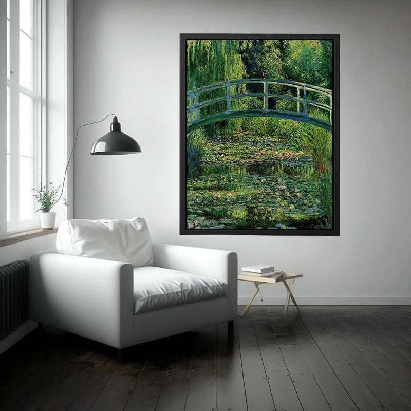 Bridge Over Rose  Water Lily Pond by Claude Monet Painting 