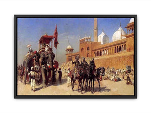 Great Mogul And His Court Returning From The Great Mosque At Delhi India Canvas Print