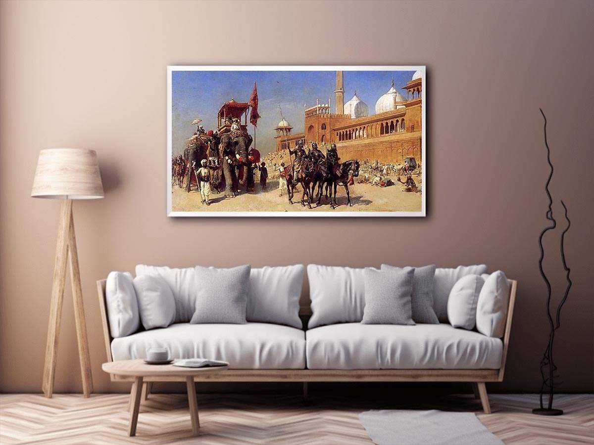 Great Mogul And His Court Returning From The Great Mosque At Delhi India by Edwin Lord Weeks Painting