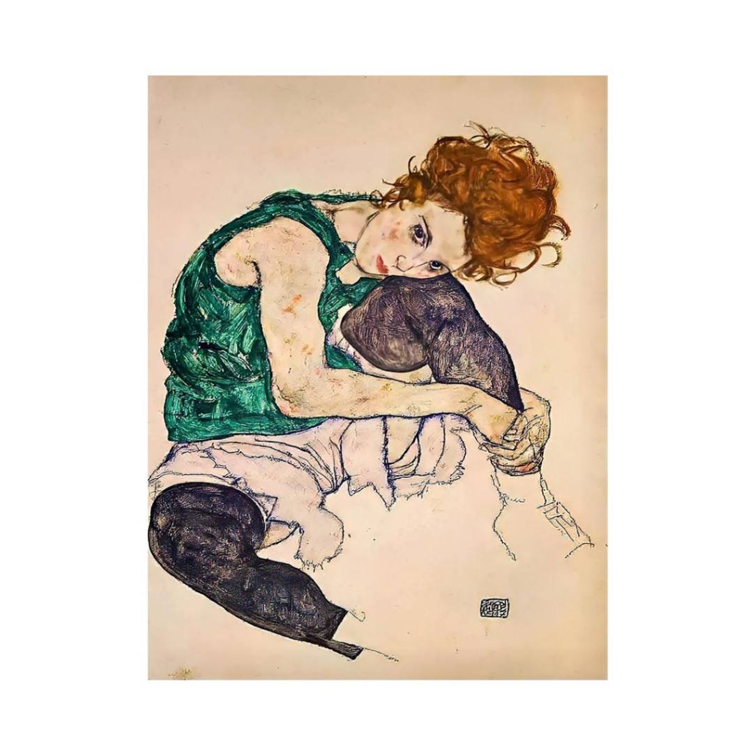 Seated Woman With Bent Knee by Egon Schiele