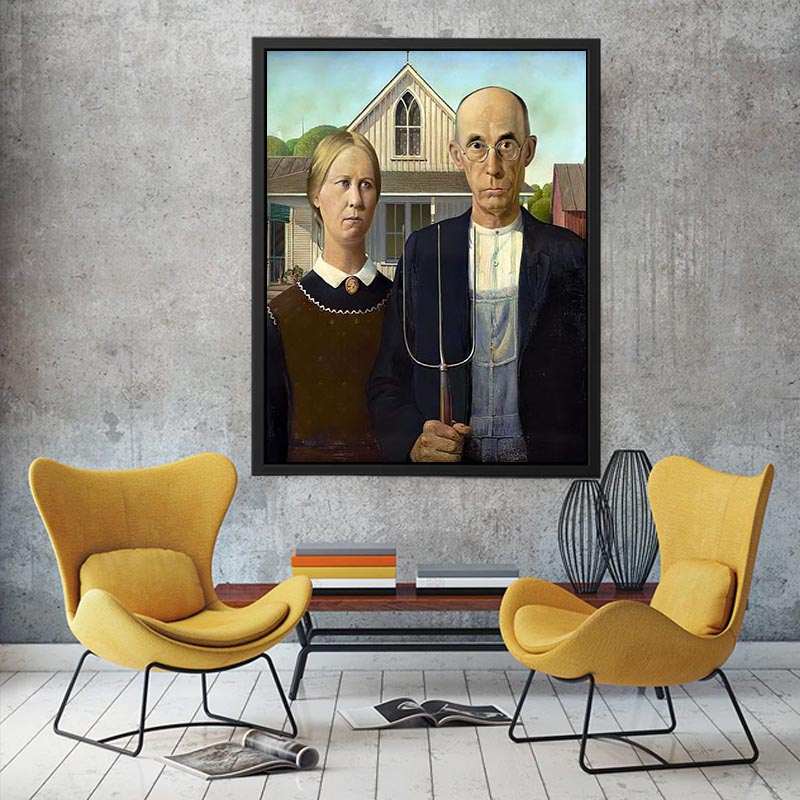 American Gothic Prints by Grant Wood Painting 