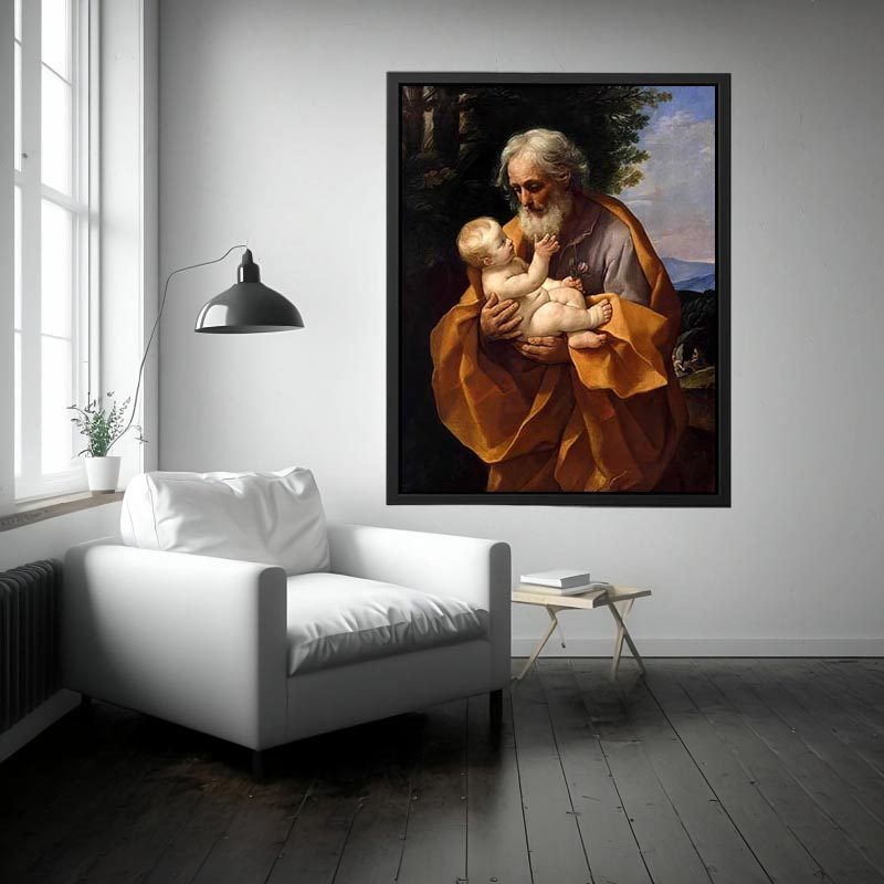 St Joseph with the Infant Jesus c. 1635 by Guido Reni Painting 
