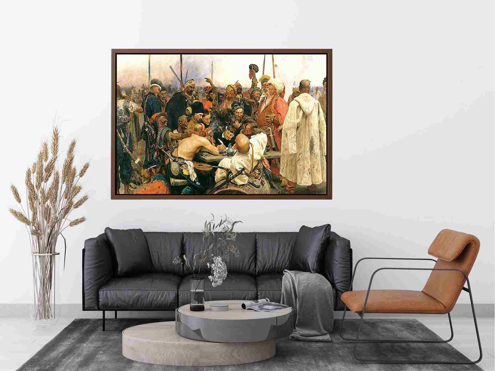 Reply of the Zaporozhian Cossacks to Sultan Mehmed IV of Turkey by Ilya Efimovich Efimovich Repin Painting 