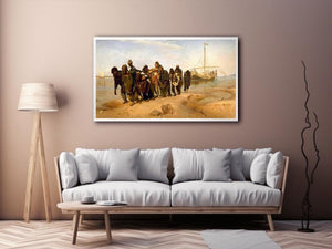 Barge Haulers on the Volga by Ilya Efimovich Efimovich Repin Painting 