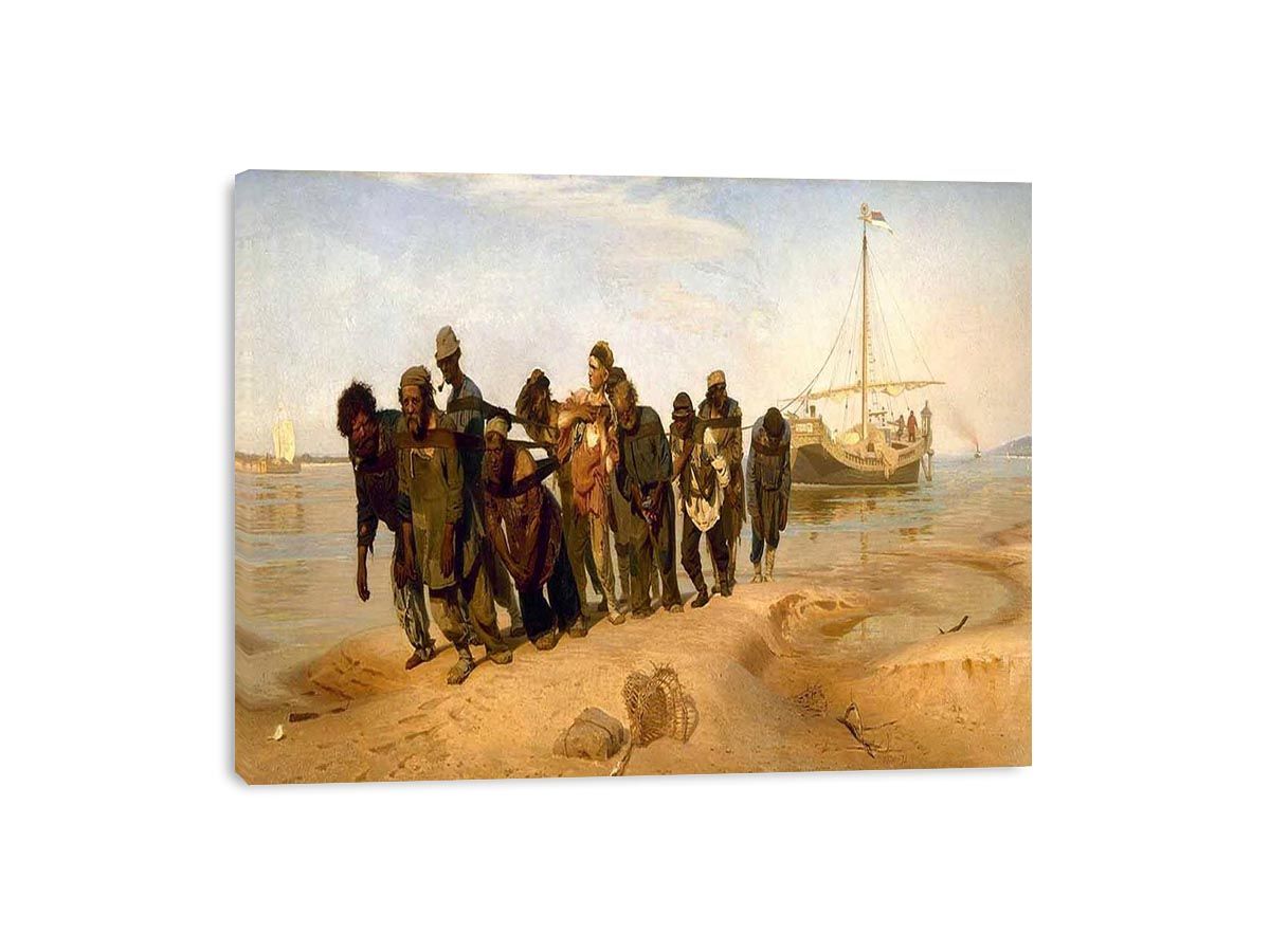 Barge Haulers on the Volga by Ilya Efimovich Efimovich Repin Painting 