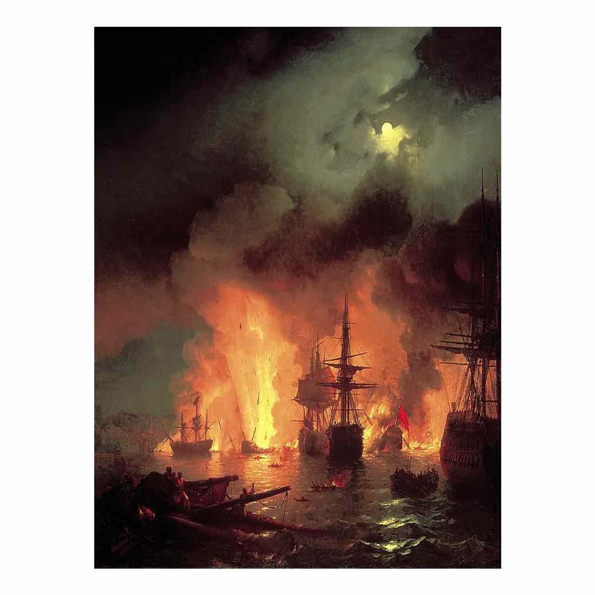 Battle of Çesme at Night
