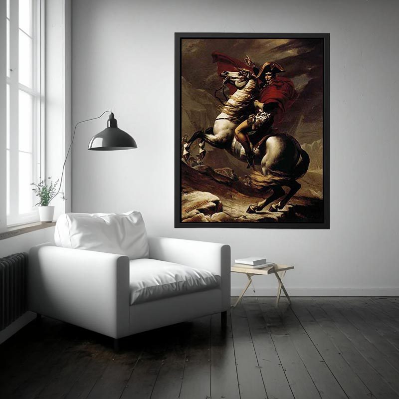 Bonaparte, Calm on a Fiery Steed, Crossing the Alps 1801 by Jacques Louis David Painting 