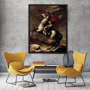 Bonaparte, Calm on a Fiery Steed, Crossing the Alps 1801 by Jacques Louis David Painting 