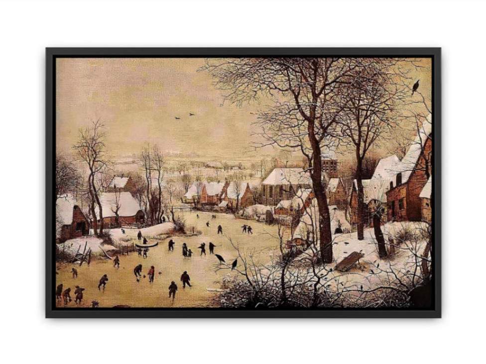 Winter Landscape with Skaters and Bird Trap 1565 Canvas Print