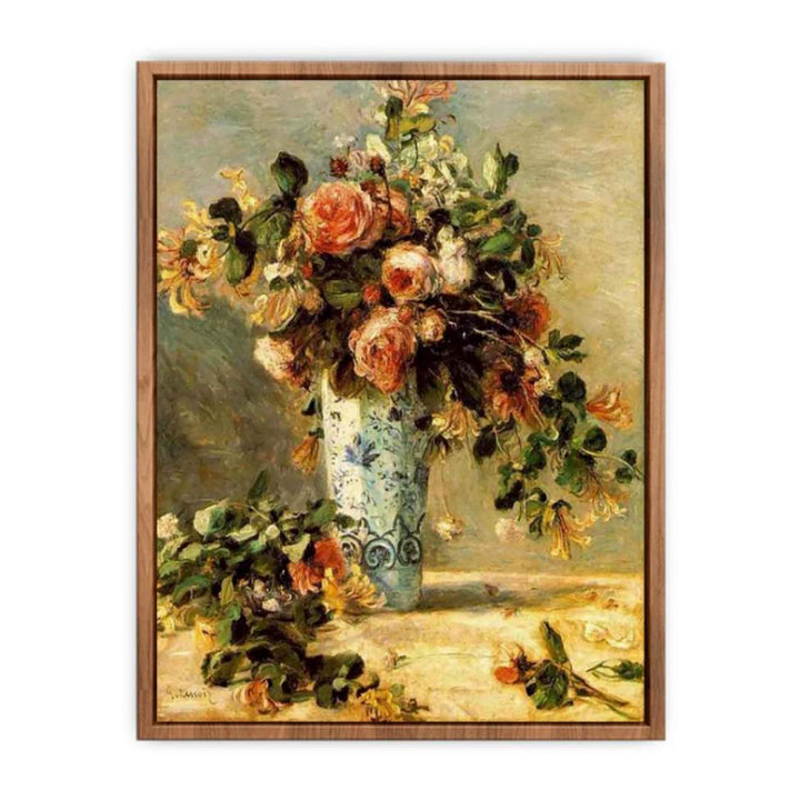 Roses And Jasmine In A Delft Vase  Poster