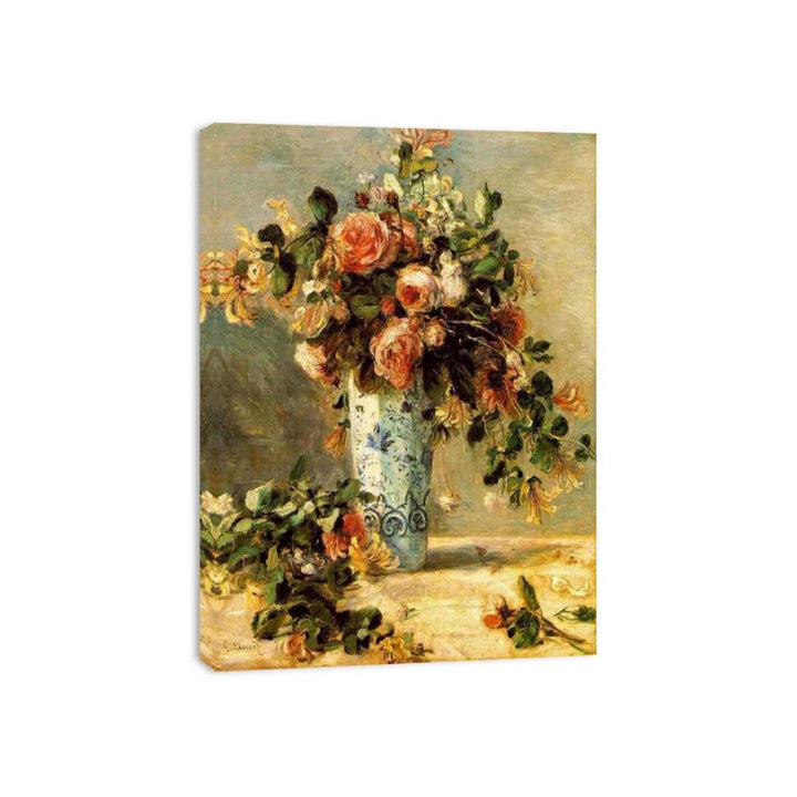 Roses And Jasmine In A Delft Vase  Painting