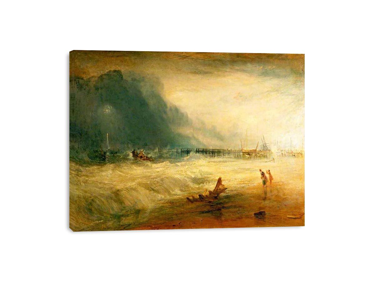 Lifeboat and Manby Apparatus going off to a stranded vessel making signal blue lights of distress , c.1831 by Joseph Mallord William Turner Painting 