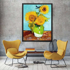 Sunflowers on Green By Van Gogh  Painting