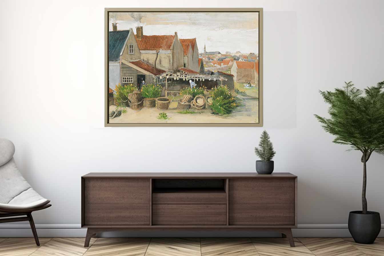 He Fish Drying Barn Art Print