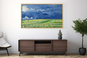 Wheatfield under thunderclouds Art Print