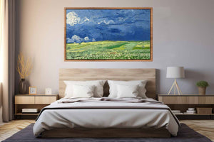 Wheatfield under thunderclouds Art Print