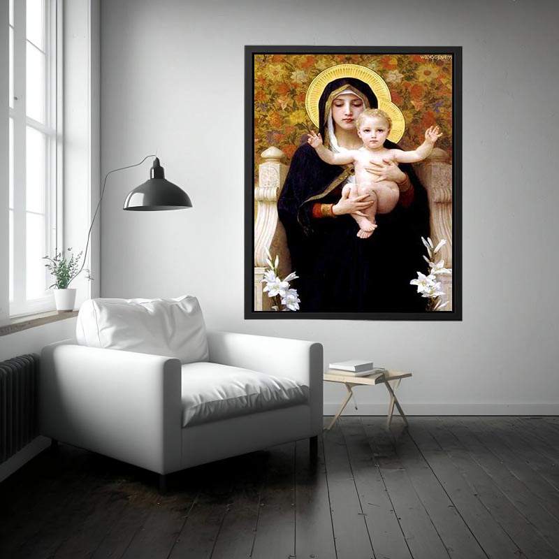 La Vierge au Lys (The Virgin of the Lilies) by William-Adolphe Bouguereau Painting 