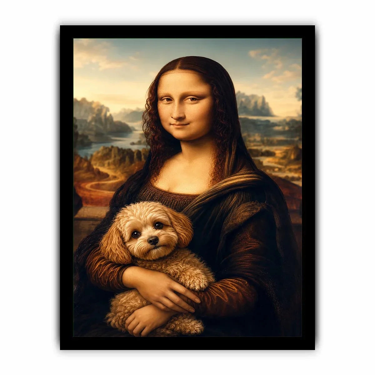 Mona Lisa with cute dog Canvas Print