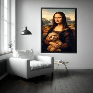 Mona Lisa with cute dog Canvas Print