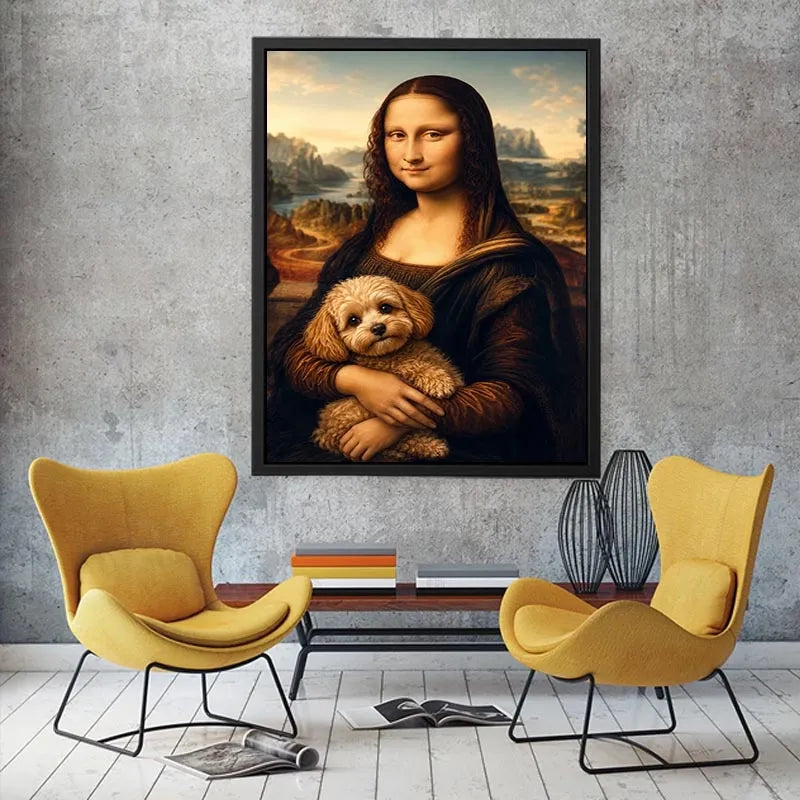 Mona Lisa with cute dog Canvas Print