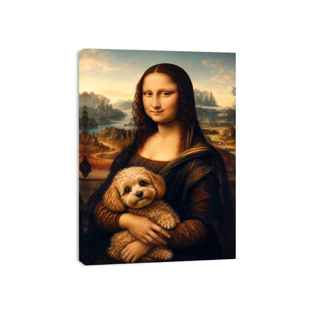 Mona Lisa with cute dog Canvas Print