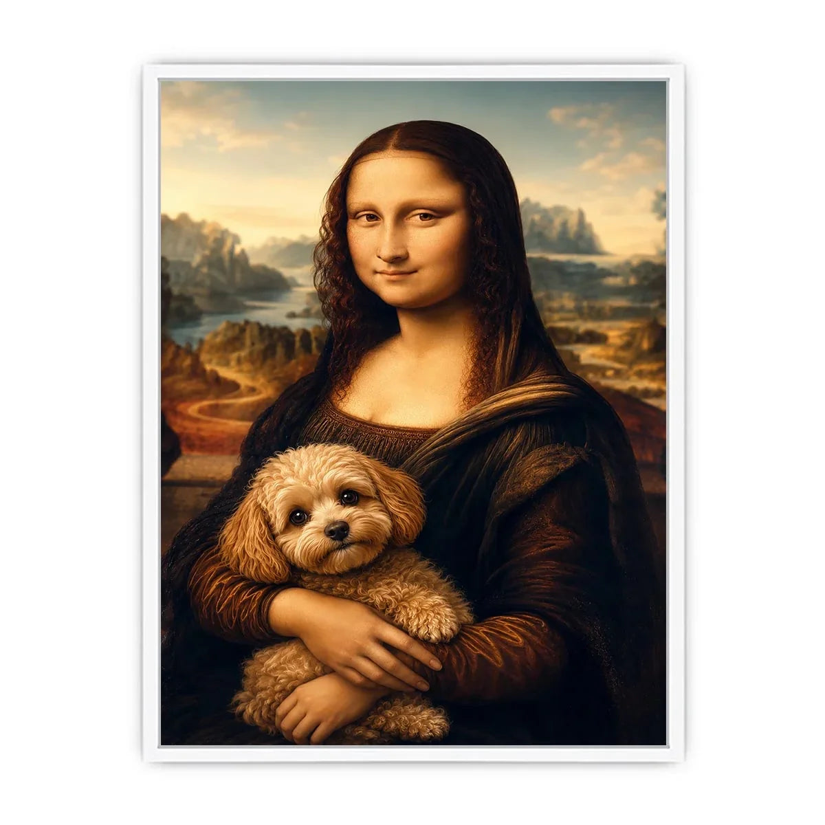Mona Lisa with cute dog Canvas Print