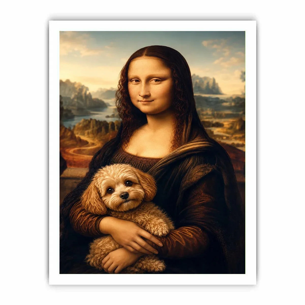 Mona Lisa with cute dog Canvas Print