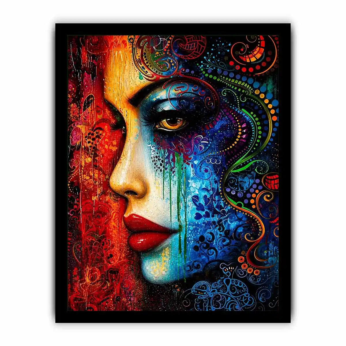 Colorful surreal portrait with ornamental patterns