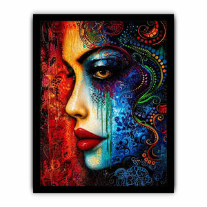 Colorful surreal portrait with ornamental patterns