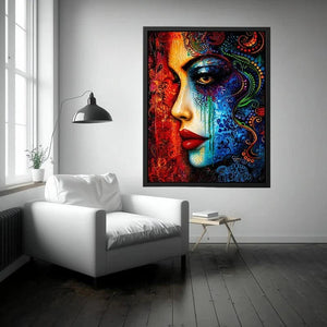 Colorful surreal portrait with ornamental patterns