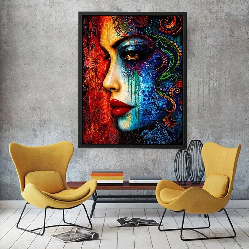 Colorful surreal portrait with ornamental patterns