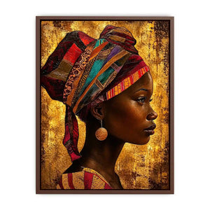 Elegant profile in vibrant headwrap