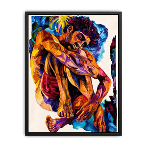 Contemplative figure in vibrant watercolor