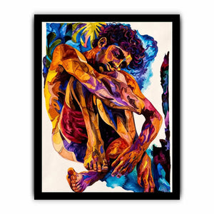 Contemplative figure in vibrant watercolor
