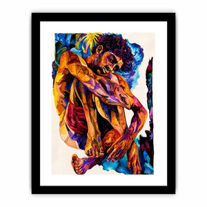 Contemplative figure in vibrant watercolor