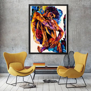 Contemplative figure in vibrant watercolor